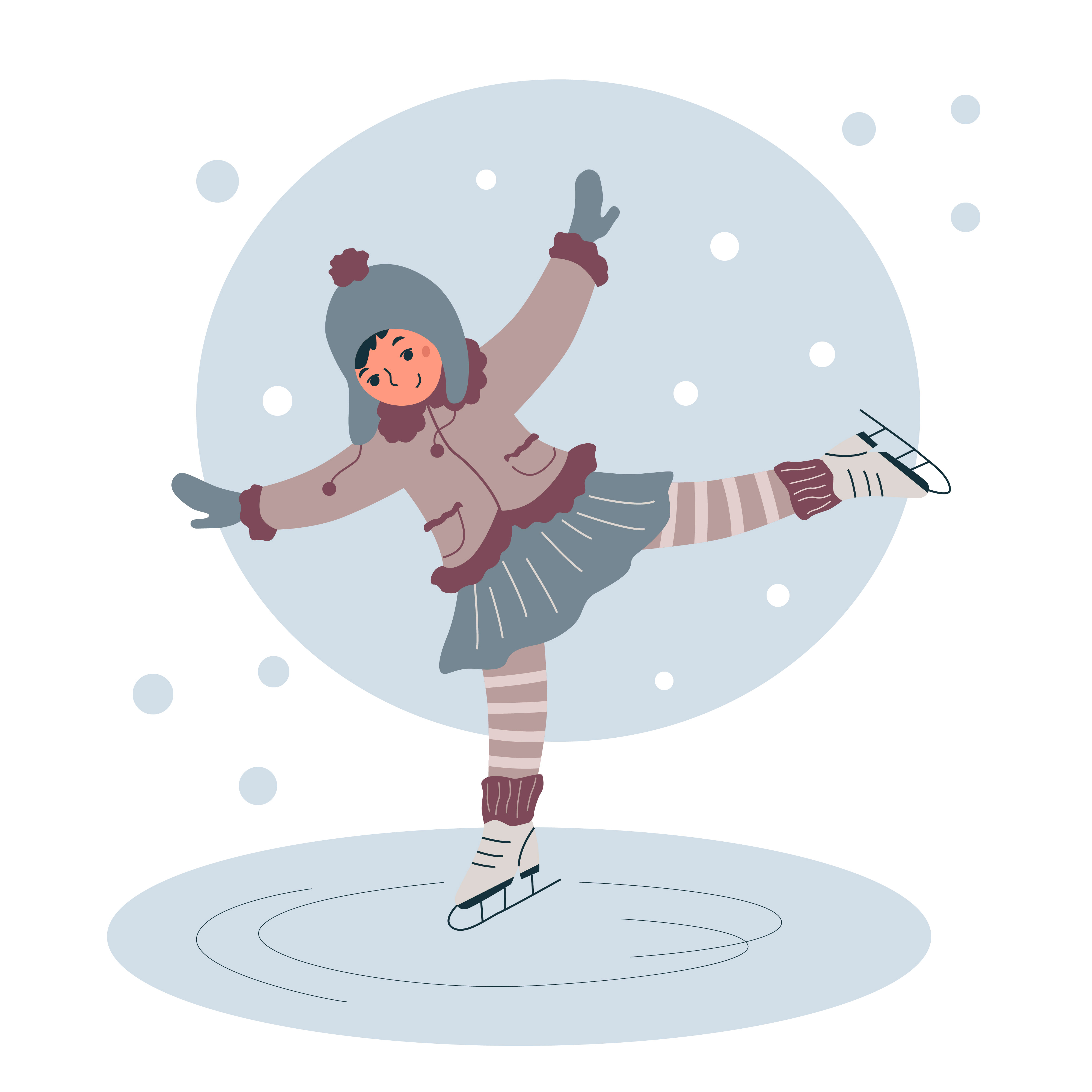 Милая девочка катается на коньках.