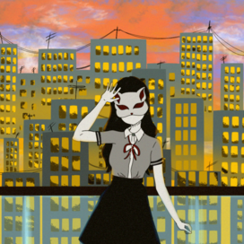 Девушка и дома