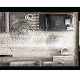 Отрисовка планировки детской комнаты