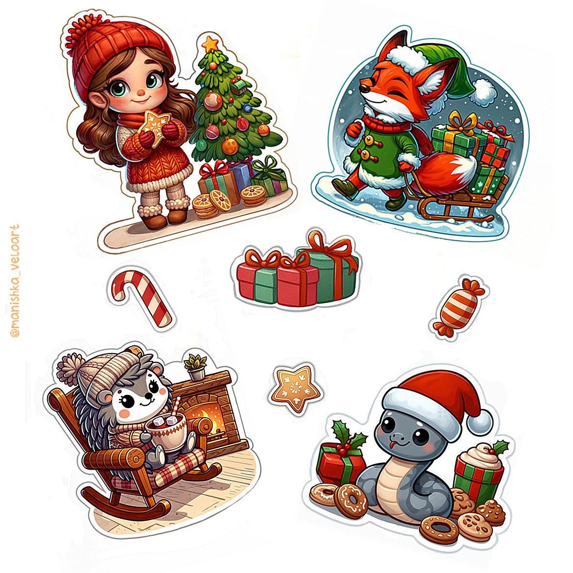 Тематические новогодние стикеры