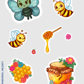 Тематические стикеры для любителей мёда