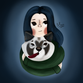 Портрет девушки с собакой