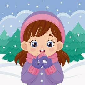 Девочка с варежками