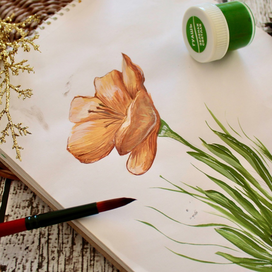 Цветок гуашью по мк