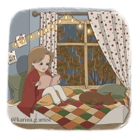 Чтение книги уютным вечером