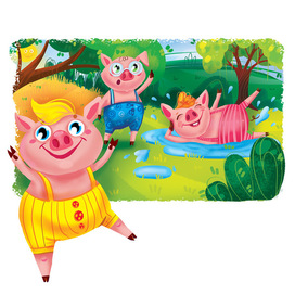 Иллюстрация к сказке "Три поросёнка""