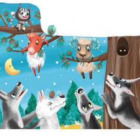 Иллюстрация к сказке "Кот серый лоб, козел да баран""