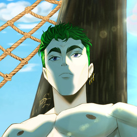 Зоро снаружи корабля 