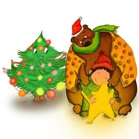 The star. Merry Christmas. Children illustration.