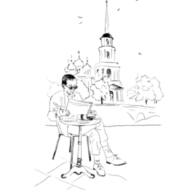 Мужчина за утренней чашечкой кофе