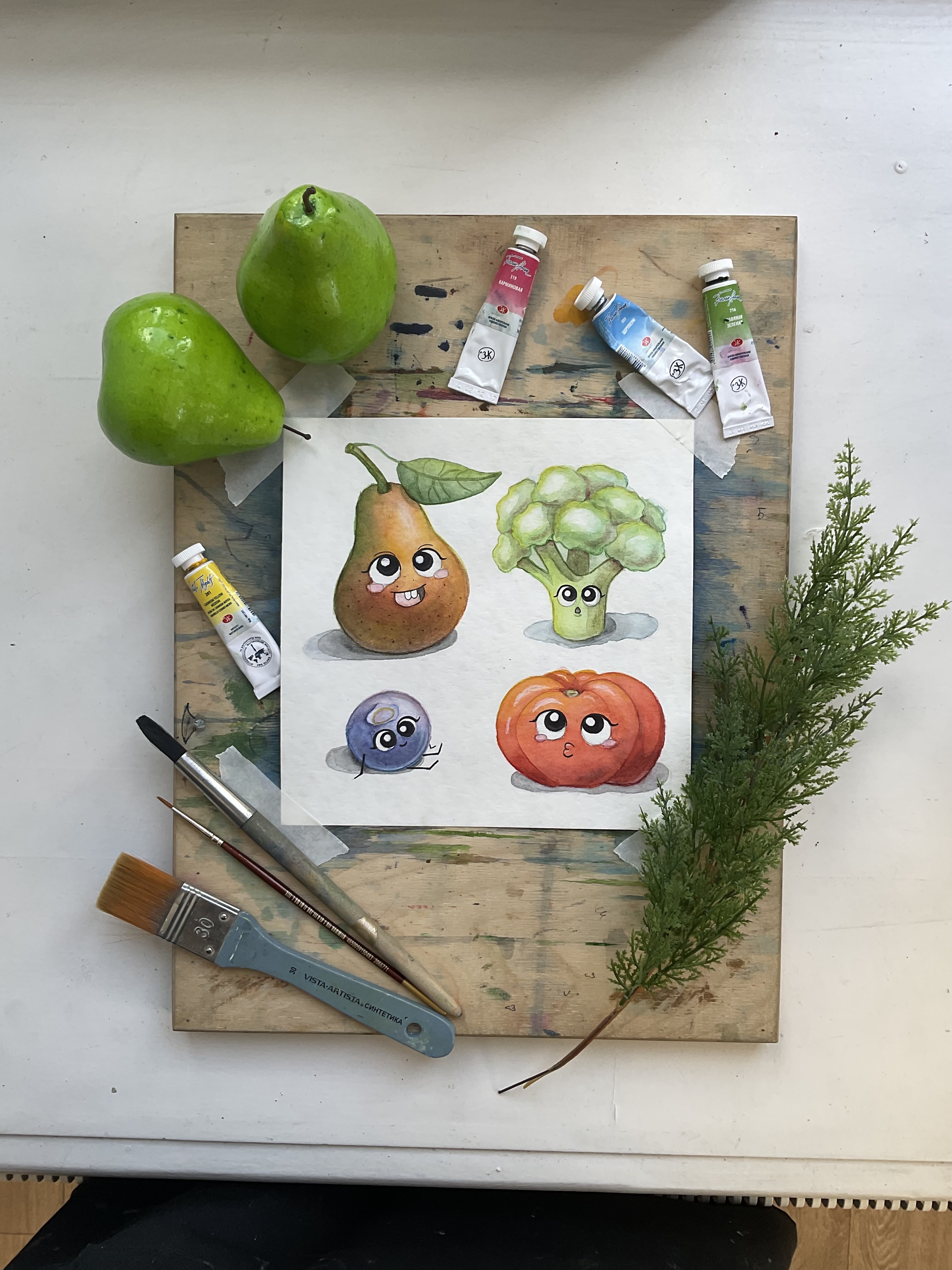 Веселые фрукты и овощи