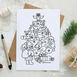 Новогодняя открытка раскраска