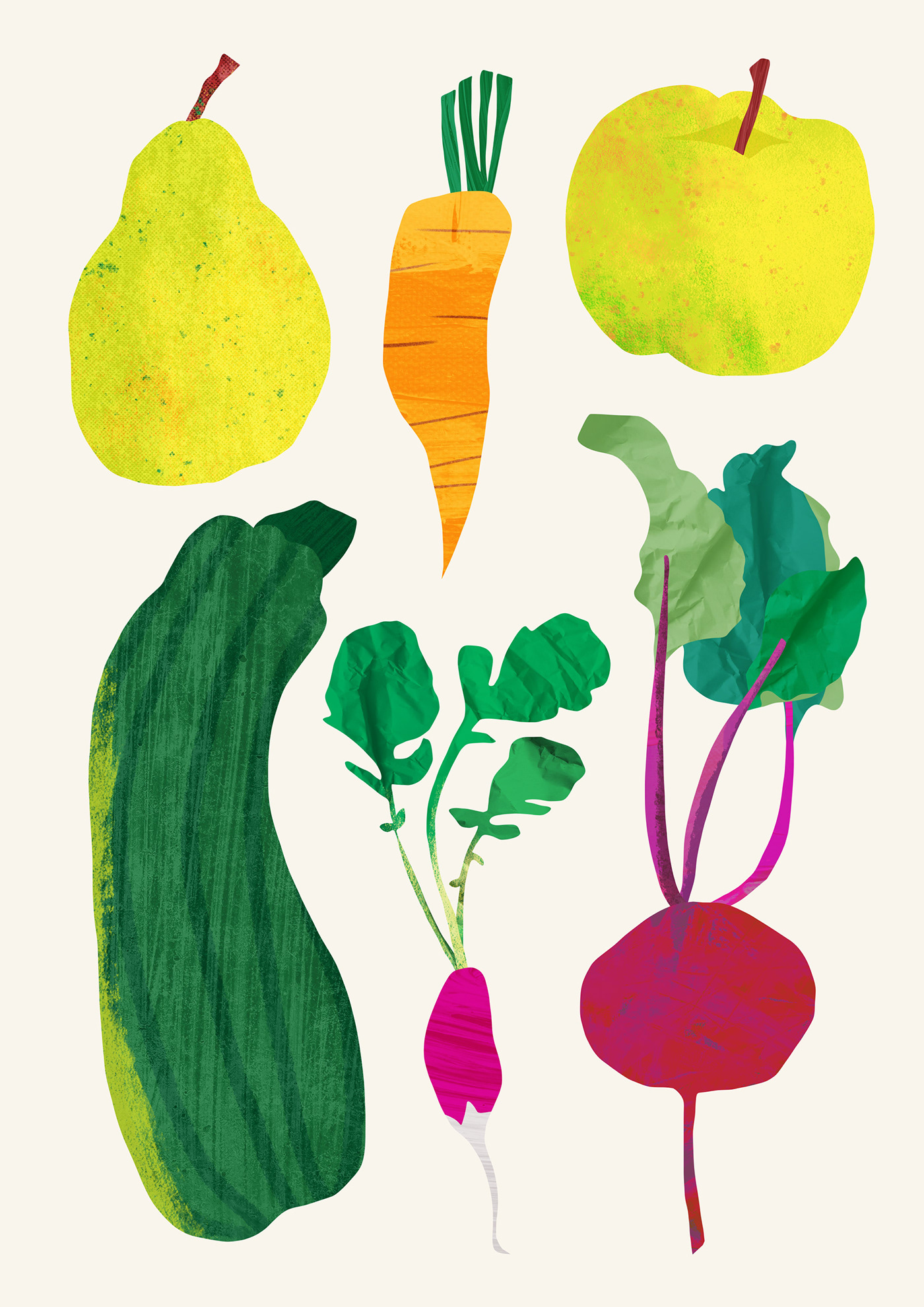 овощи, фрукты, коллаж, текстура