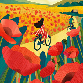 коллаж, лето, подростки, постер