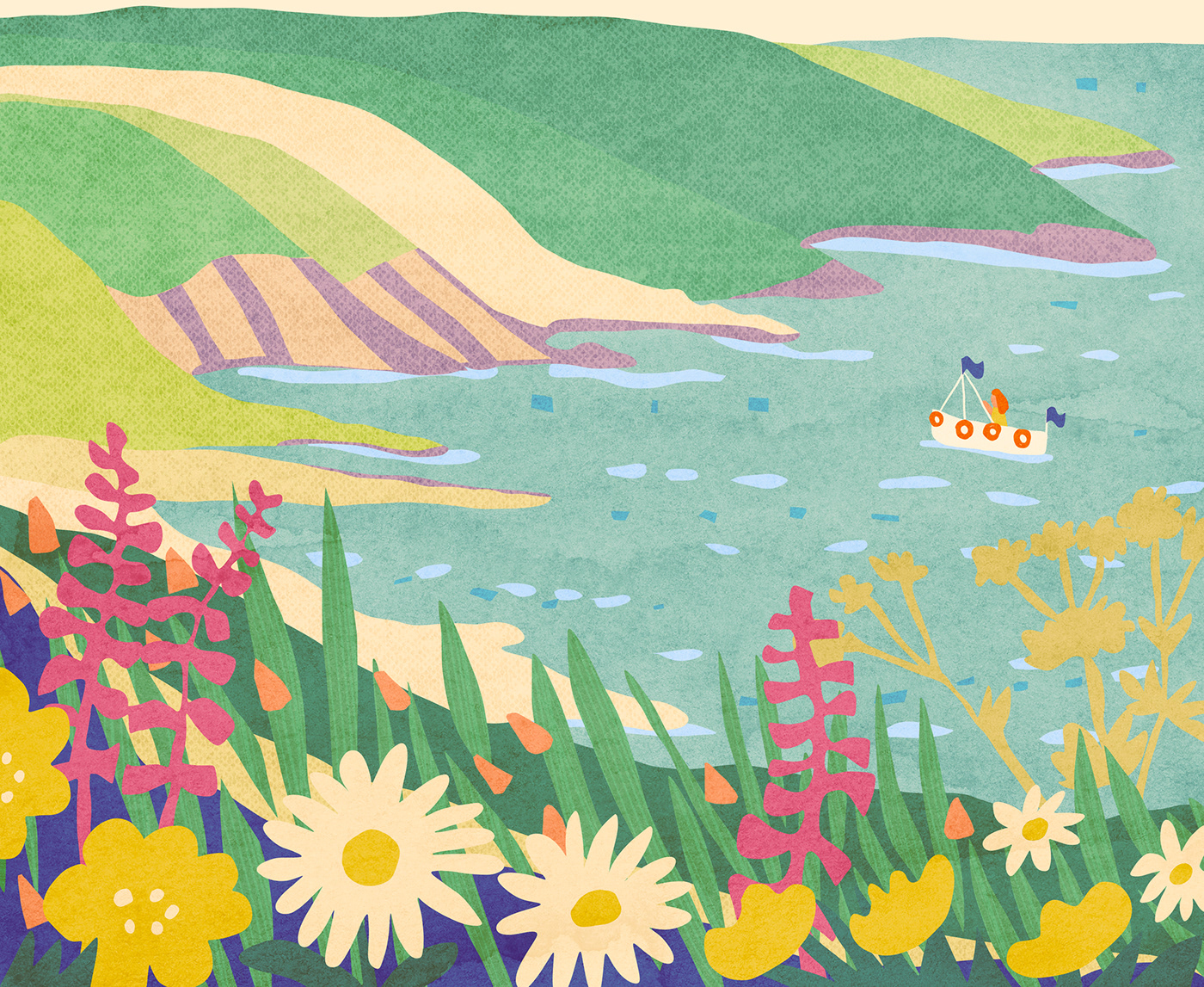 иллюстрация для упаковки, пейзаж, коллаж