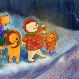 Children book illustration. Winter 