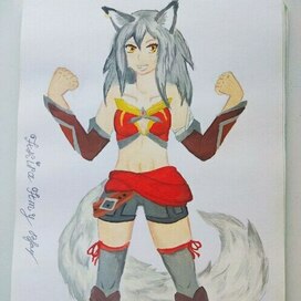 Ray character in gouache