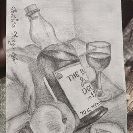 Still life with pencil shading🍾🍑