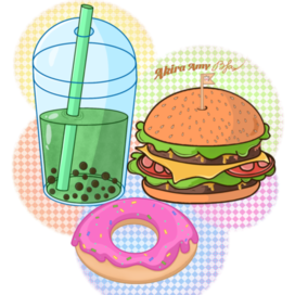 Harmful but tasty😋🍔🧋🍩