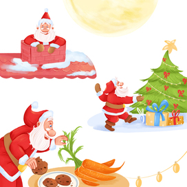 Санта и танцы у елки