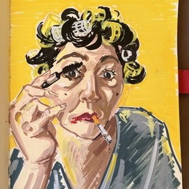 Бабушка красит ресницы