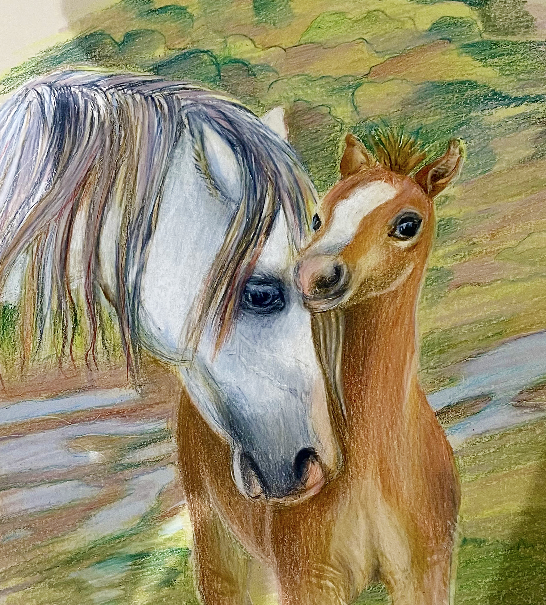 Рисунок Лошадь с жерёбенком