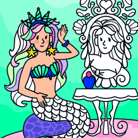 Русалочка перед зеркалом