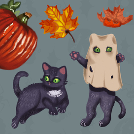 Кот хеллоуин