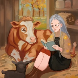 Девушка и корова персонажи