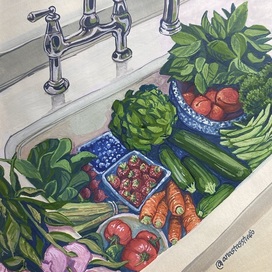 Быстрый скетч гуашью