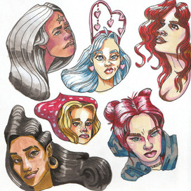 6 пятен=6 девочек│Рисую маркерами, развиваю креативность