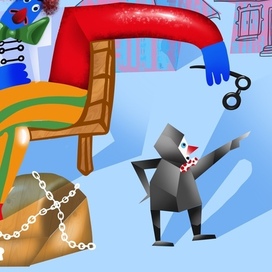 Иллюстрация к сказке в стиле психодел