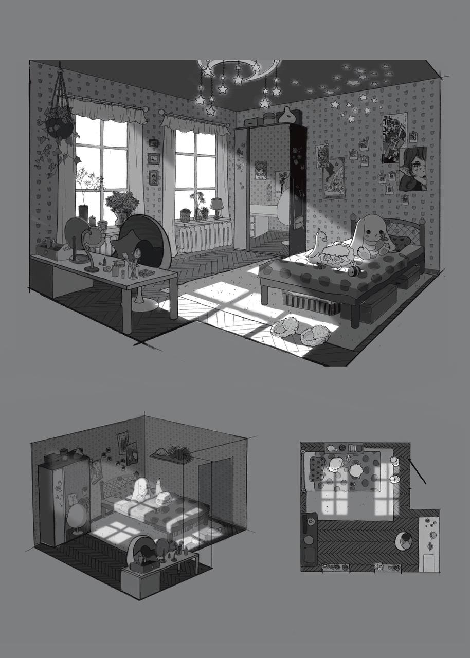 Разработка комнаты героини анимационного фильма