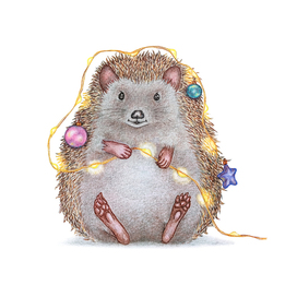 Ежик с гирляндой