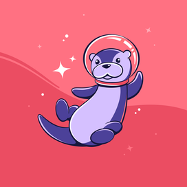 Выдра в космосе, персонаж, векторная иллюстрация
