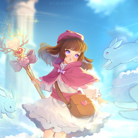 Девочка и кролики