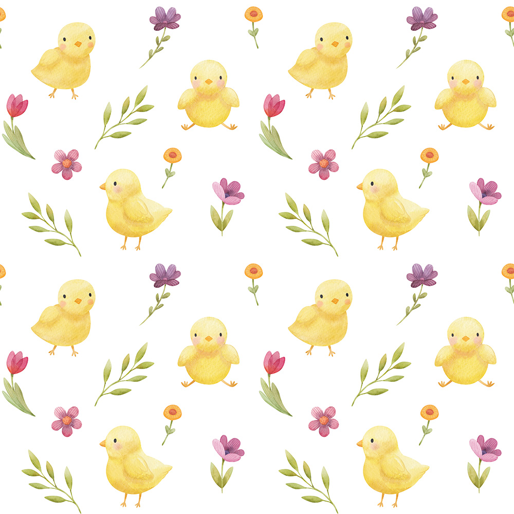 Весенний паттерн с цыплятами