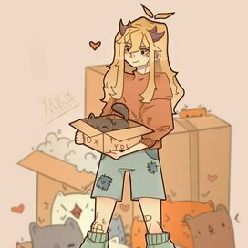 Девушка с котами 