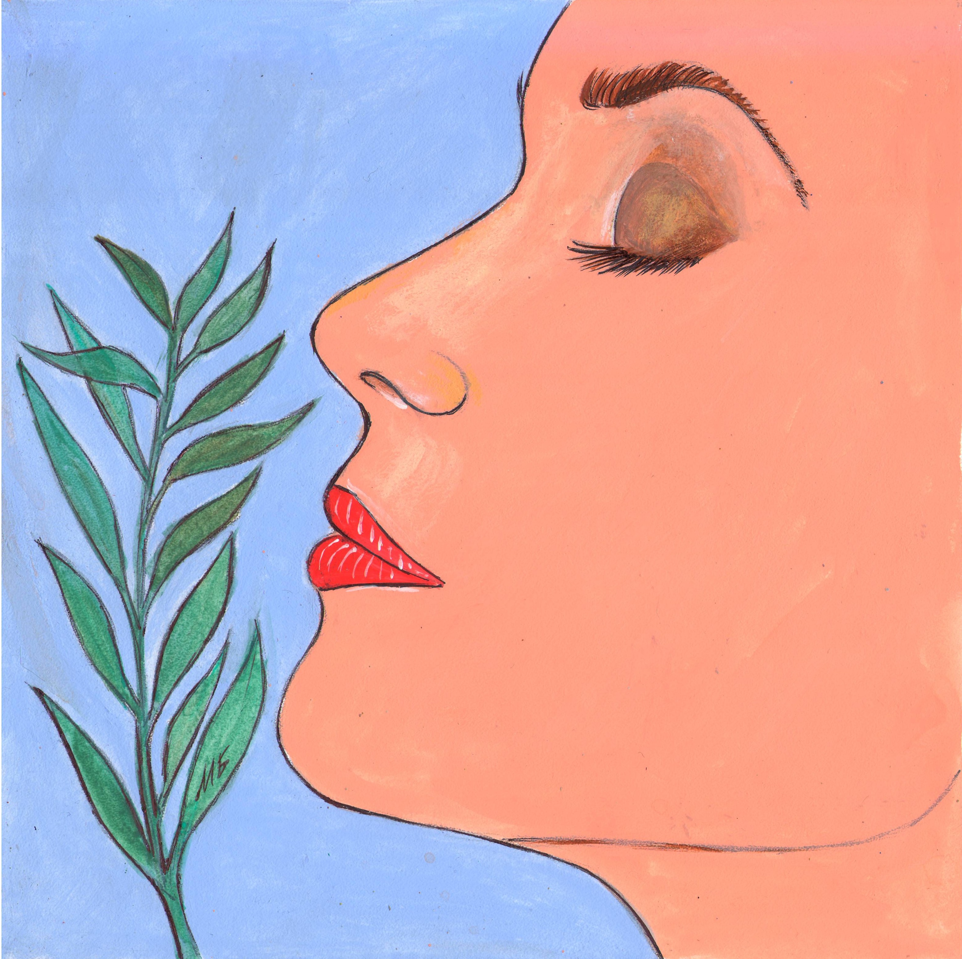 Иллюстрация для детского журнала "А почему?".Рубрика"Со всего света".Тема:Запахи.Каждая ноздря воспринимает запахи по своему.. Техника:Бумага, акрил,гуашь,тушь. Художник:Марат Брызгалов.