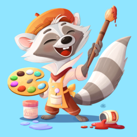 Енот художник 