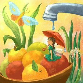  Вода течет из крана