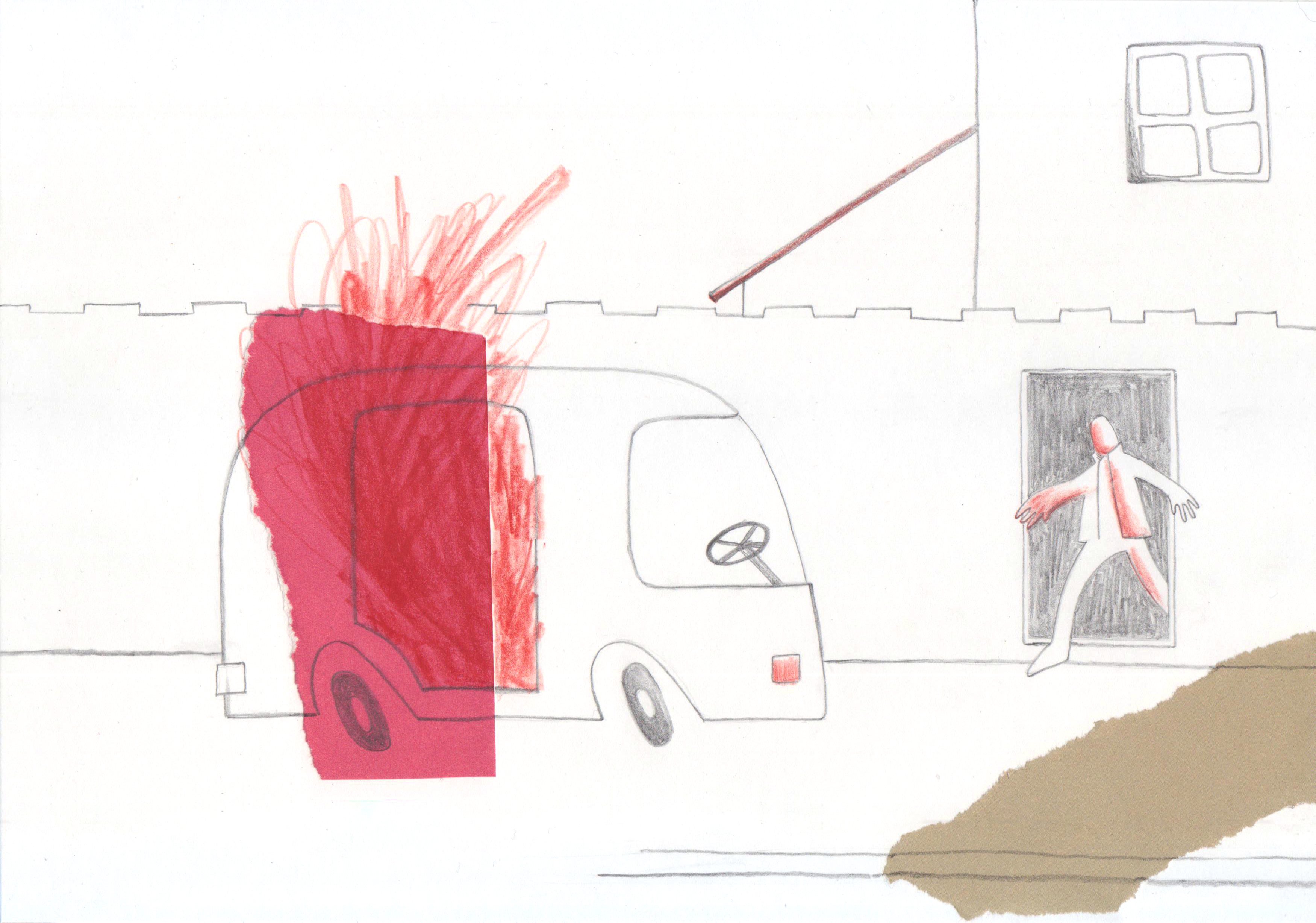 Что я видел на прогулке? Машина в огне.