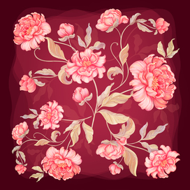 Дизайн платка "Королевский пион"