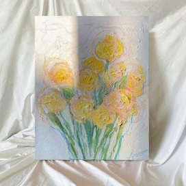 Цветы, масло, масляная пастель