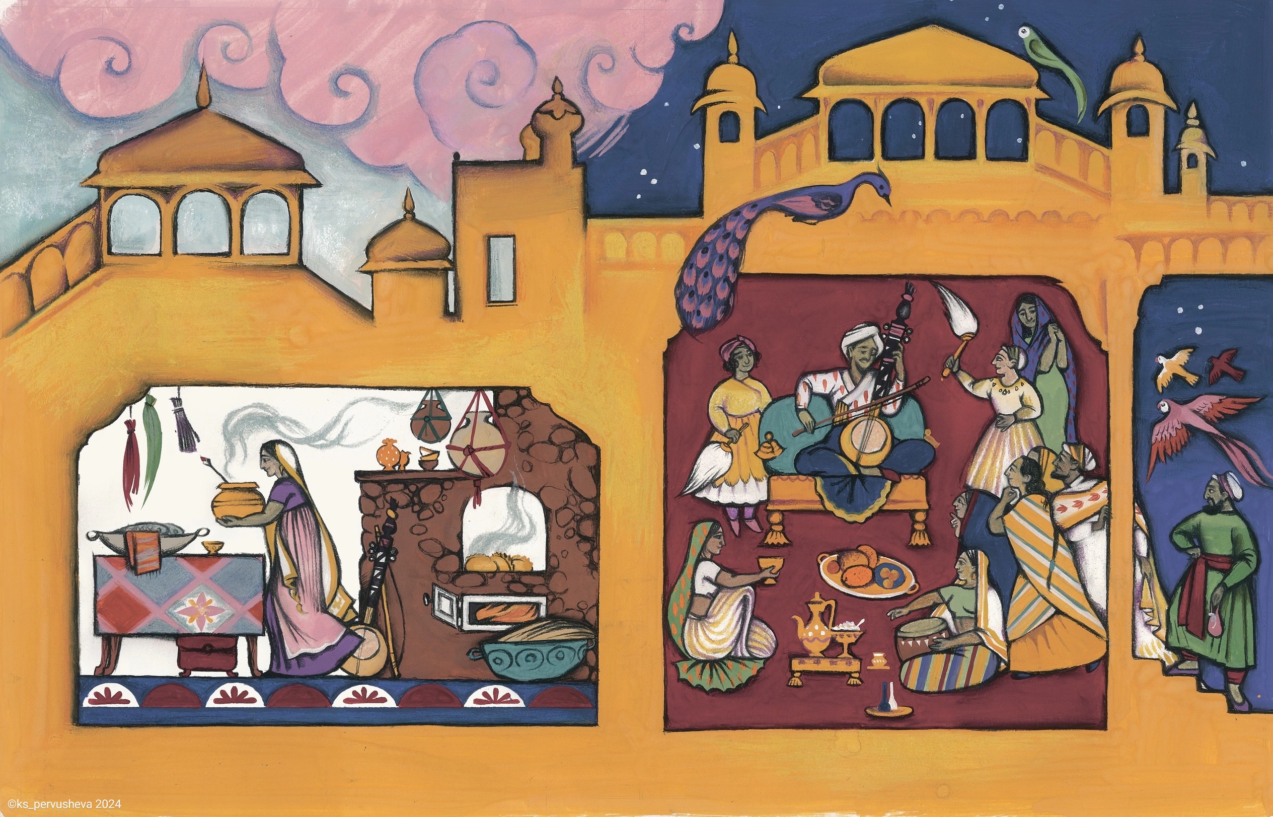 Иллюстрация к индийской сказке "Волшебная скрипка"