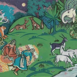 Иллюстрация к индийской сказке "Царевна Пять цветков"