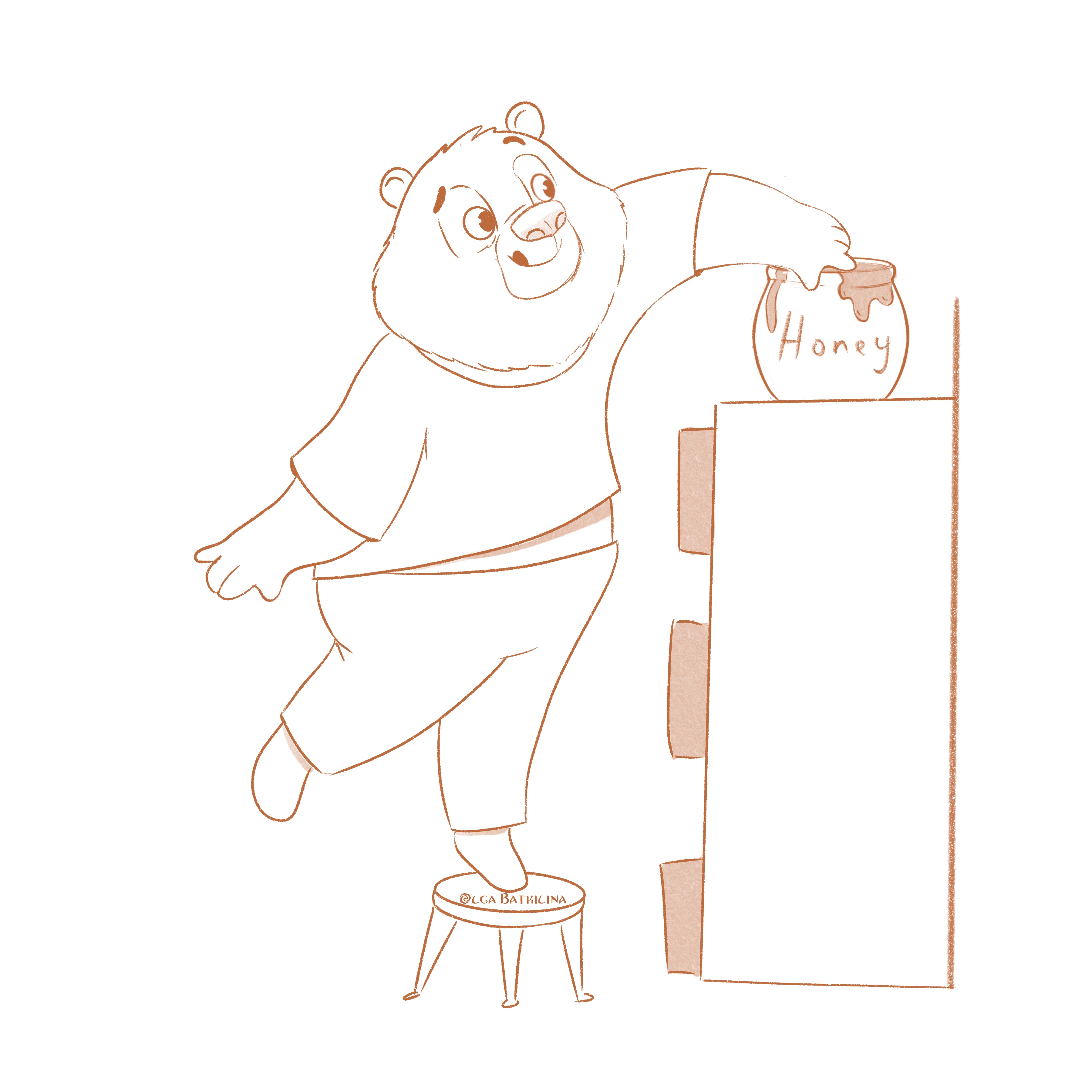 Скетч из серии иллюстраций о жизни медведя