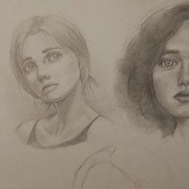 Скетч женских портретов 
