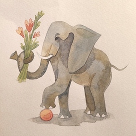 Слоник с букетом