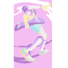 девушка со скейтом